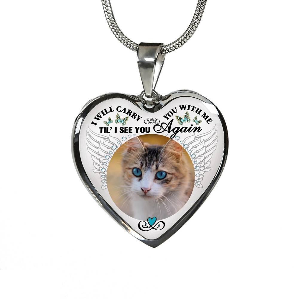 Personalized Custom Photo I Will Carry You With Me Wings Memorial Pet Dog Cat Heart Necklace - Bangle Personalized Custom Photo I Will Carry You With Me Wings Memorial Pet Dog Cat Heart Necklace - Bangle