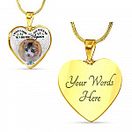 Personalized Custom Photo I Will Carry You With Me Wings Memorial Pet Dog Cat Heart Necklace - Bangle