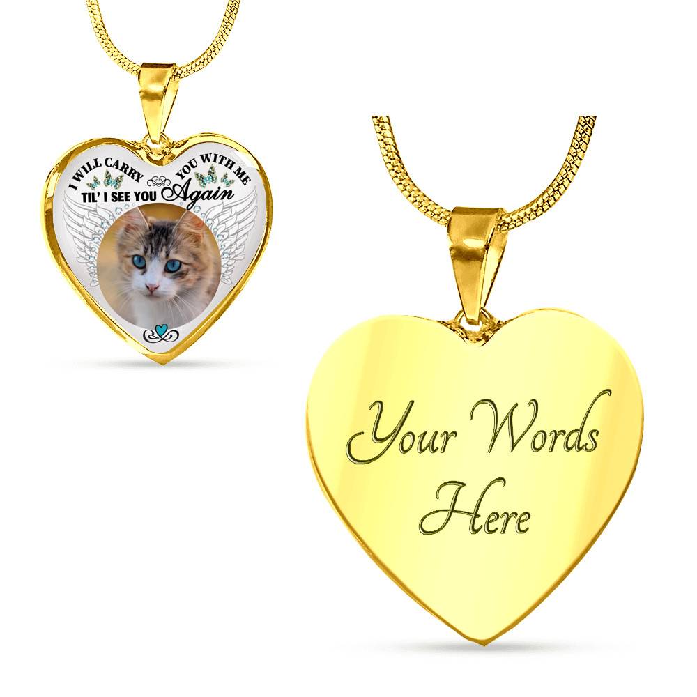 Personalized Custom Photo I Will Carry You With Me Wings Memorial Pet Dog Cat Heart Necklace - Bangle Personalized Custom Photo I Will Carry You With Me Wings Memorial Pet Dog Cat Heart Necklace - Bangle