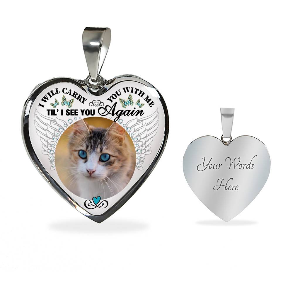 Personalized Custom Photo I Will Carry You With Me Wings Memorial Pet Dog Cat Heart Necklace - Bangle Personalized Custom Photo I Will Carry You With Me Wings Memorial Pet Dog Cat Heart Necklace - Bangle