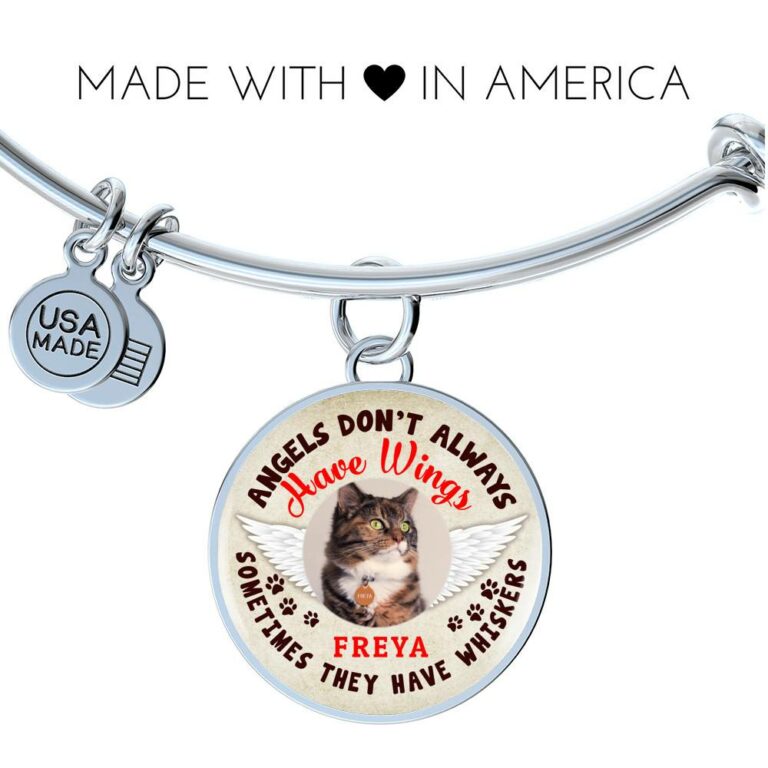 Personalized Photo Angels Don't Always Have Wings Sometimes They Have Whiskers Circle Pendant Necklace