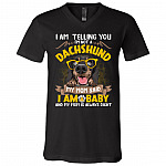 dachsh t, Black, V-Neck T-Shirt