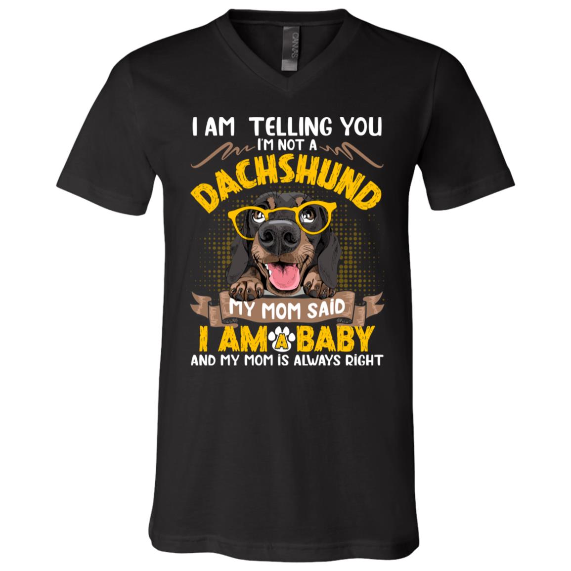 dachsh t, Black, V-Neck T-Shirt