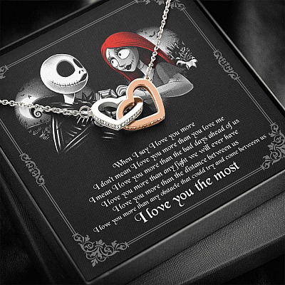 When I Say I Love You More I Love You The Most Jack Sally Interlocking Hearts Pendant Necklace