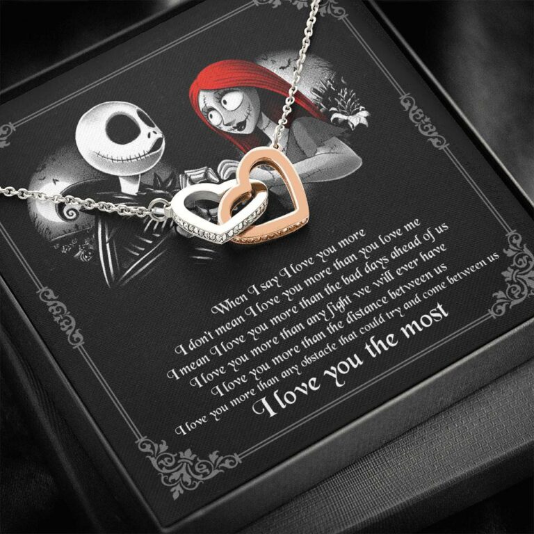When I Say I Love You More I Love You The Most Jack Sally Interlocking Hearts Pendant Necklace