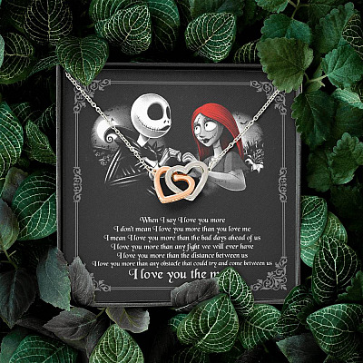 When I Say I Love You More I Love You The Most Jack Sally Interlocking Hearts Pendant Necklace