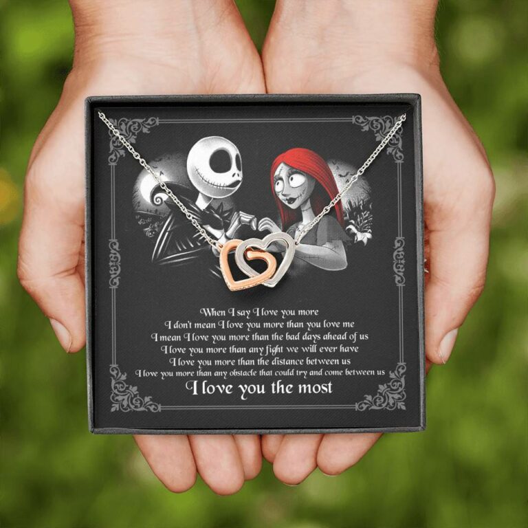 When I Say I Love You More I Love You The Most Jack Sally Interlocking Hearts Pendant Necklace