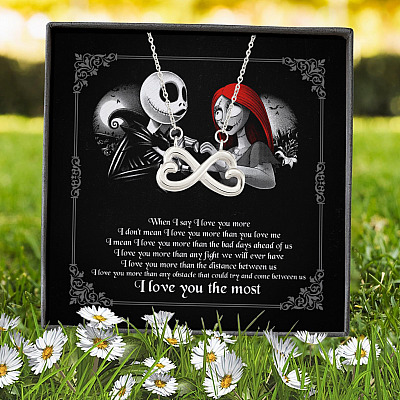 Alternative view of When I Say I Love You More I Love You The Most Jack Sally Infinity Heart Pendant Necklace
