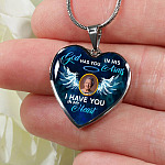 Personalized Custom Photo Memorial God Has You In His Arms I Have You In My Heart Heart Necklace - Bangle