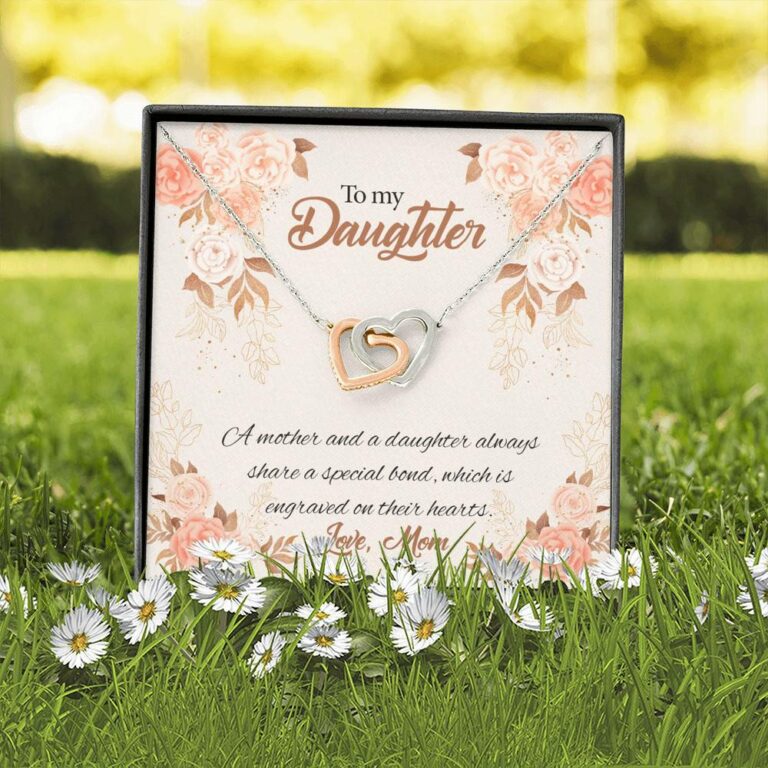 Mom to My Daughter a Mother and A Daughter Always Share a Special Bond Interlocking Hearts Pendant Necklace