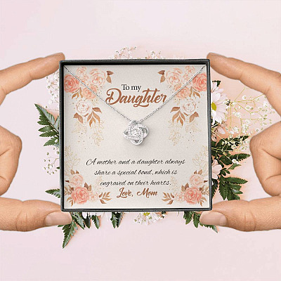 Mom to My Daughter a Mother and A Daughter Always Share a Special Bond Love Knot Pendant Necklace
