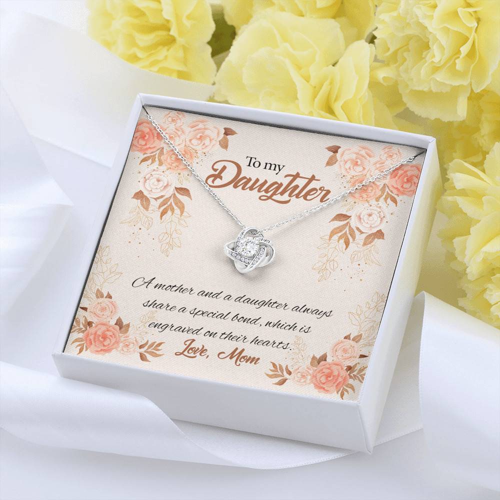 Mom to My Daughter a Mother and A Daughter Always Share a Special Bond Love Knot Pendant Necklace Mom to My Daughter a Mother and A Daughter Always Share a Special Bond Love Knot Pendant Necklace