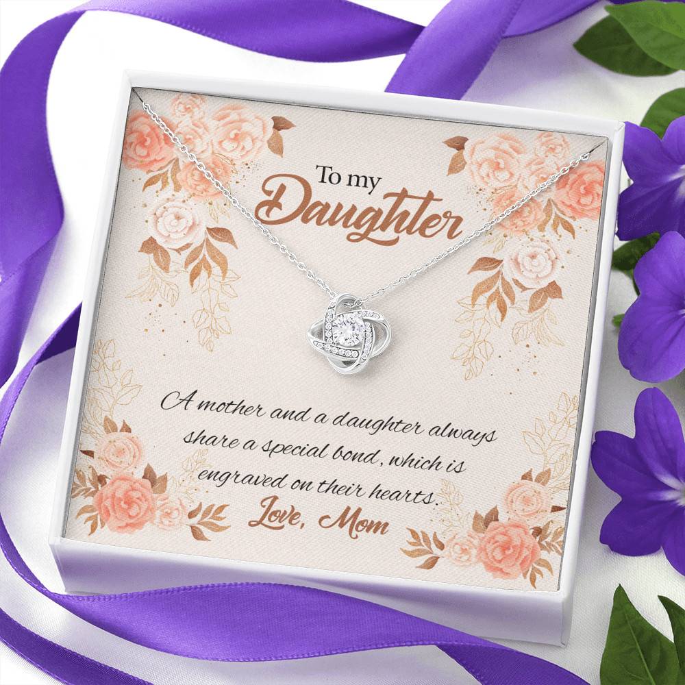 Mom to My Daughter a Mother and A Daughter Always Share a Special Bond Love Knot Pendant Necklace Mom to My Daughter a Mother and A Daughter Always Share a Special Bond Love Knot Pendant Necklace