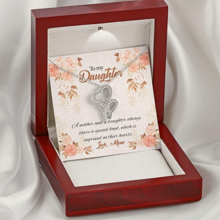 Mom to My Daughter a Mother and A Daughter Always Share a Special Bond Double Hearts Pendant Necklace