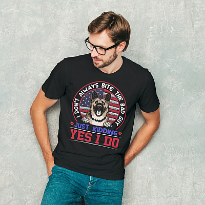 Alternative view of I Don't Always Bite The Bad Guy Just Kidding Yes I Do German Shepherd T-Shirt - V-Neck Shirt