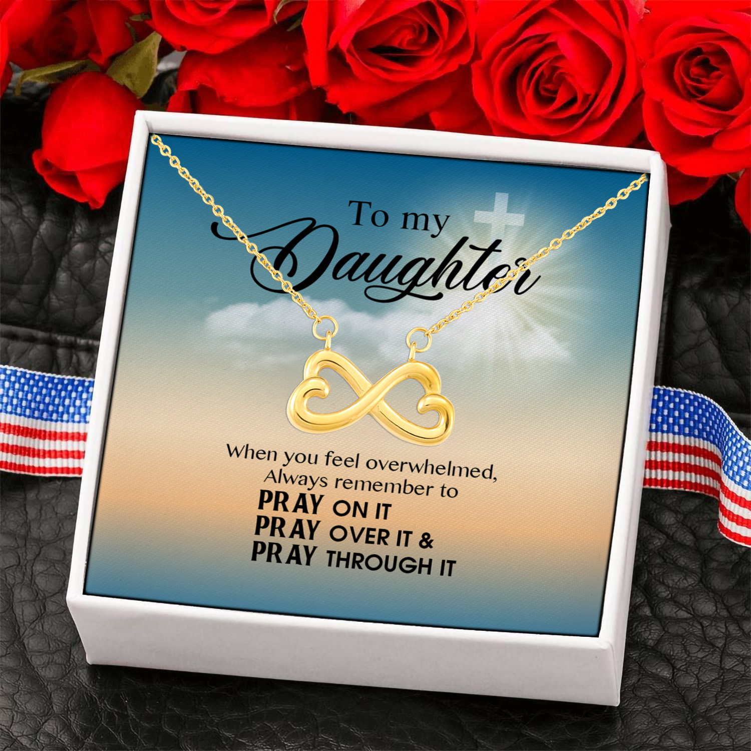 4KNG. Daughter Pray Infinity Heart Necklace (Gold) 6