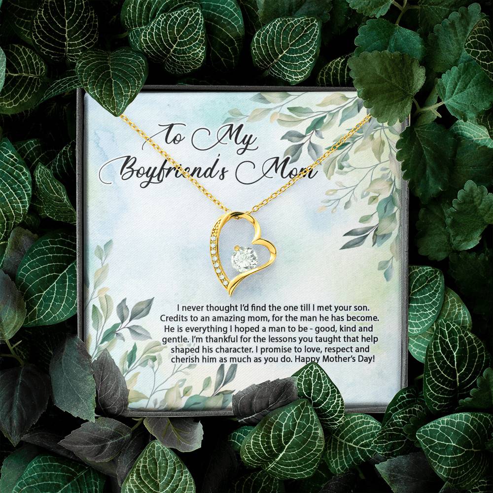 To My Boyfriend's Mom I Never Thought I'd Find the One Till I Met Your Son Forever Love Pendant Necklace