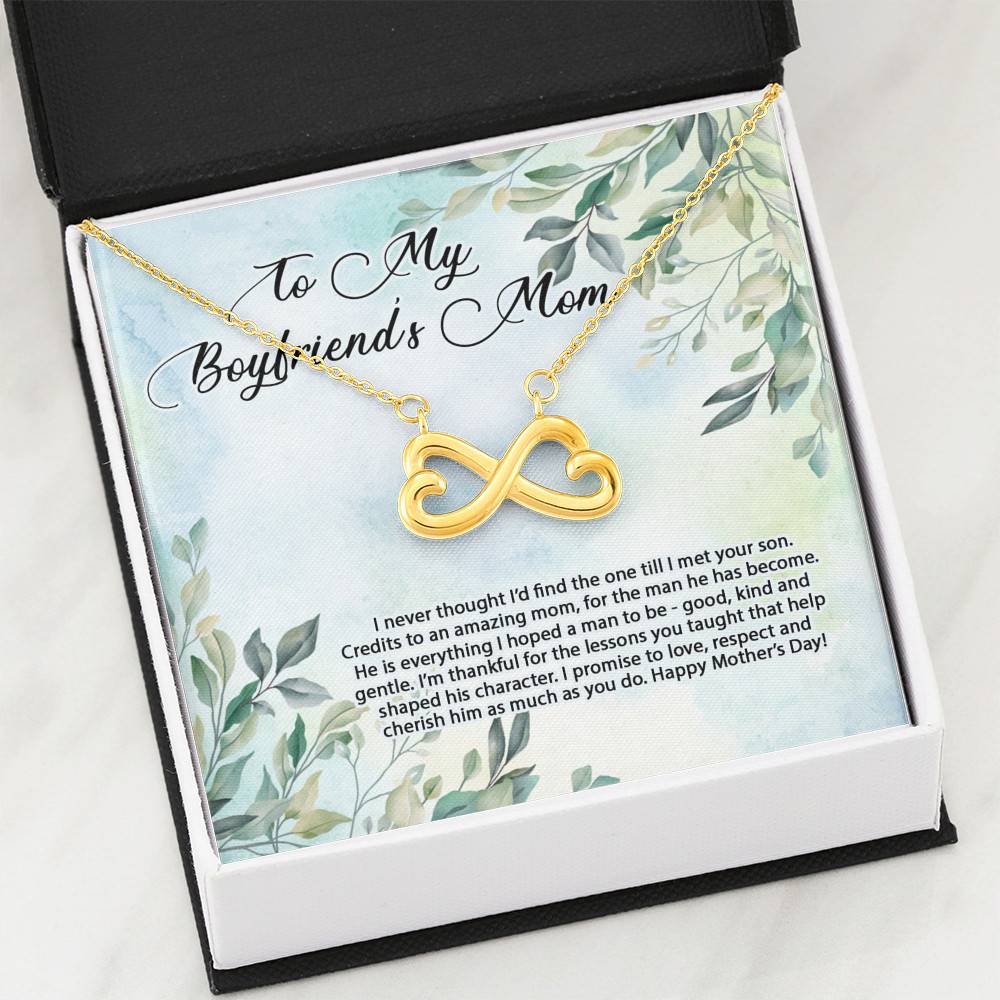 To My Boyfriend's Mom I Never Thought I'd Find the One Till I Met Your Son Infinity Hearts Pendant Necklace To My Boyfriend's Mom I Never Thought I'd Find the One Till I Met Your Son Infinity Hearts Pendant Necklace