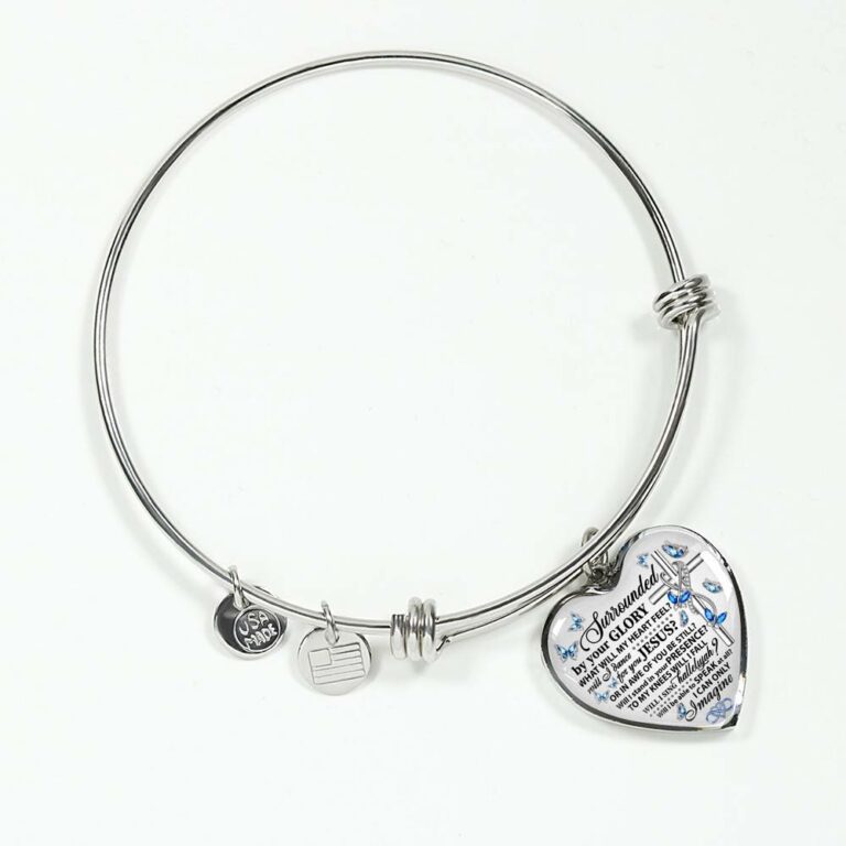 Surrounded By Your Glory What Will My Heart Feel Will I Dance For You Jesus Butterfly Heart Pendant Necklace - Bangle