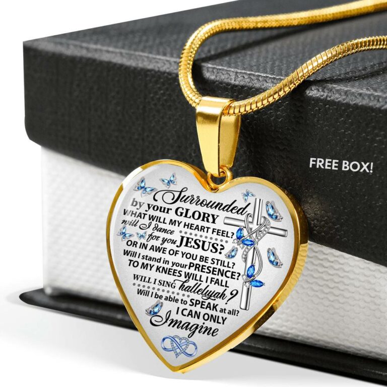 Surrounded By Your Glory What Will My Heart Feel Will I Dance For You Jesus Butterfly Heart Pendant Necklace - Bangle