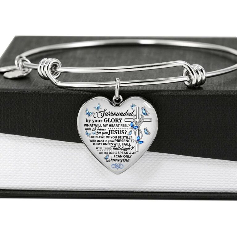 Surrounded By Your Glory What Will My Heart Feel Will I Dance For You Jesus Butterfly Heart Pendant Necklace - Bangle