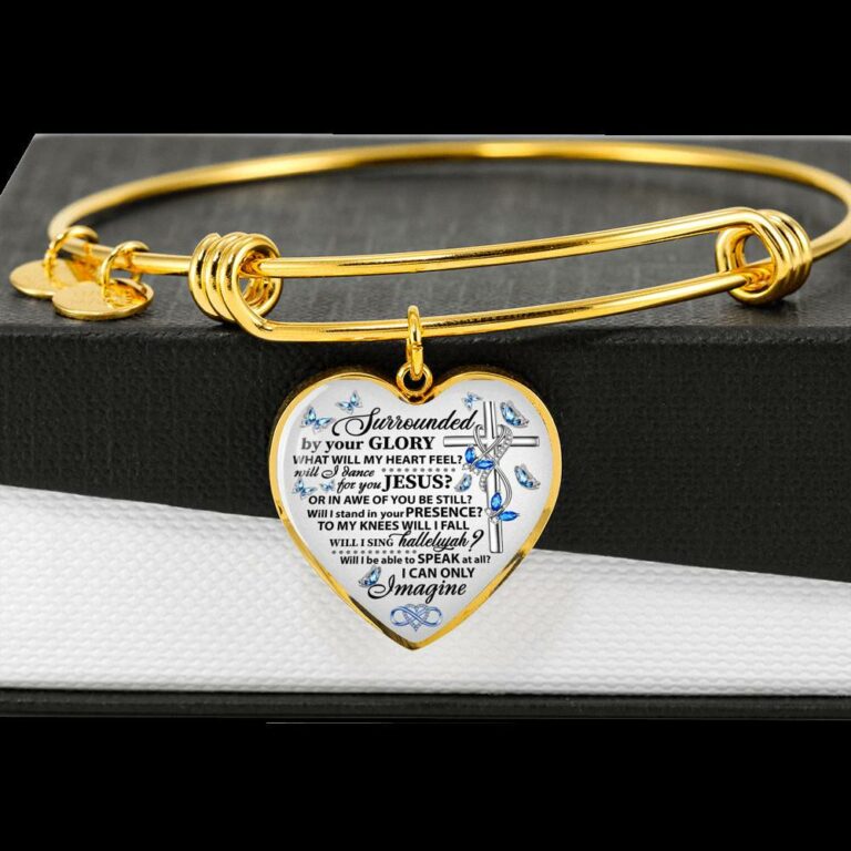 Surrounded By Your Glory What Will My Heart Feel Will I Dance For You Jesus Butterfly Heart Pendant Necklace - Bangle