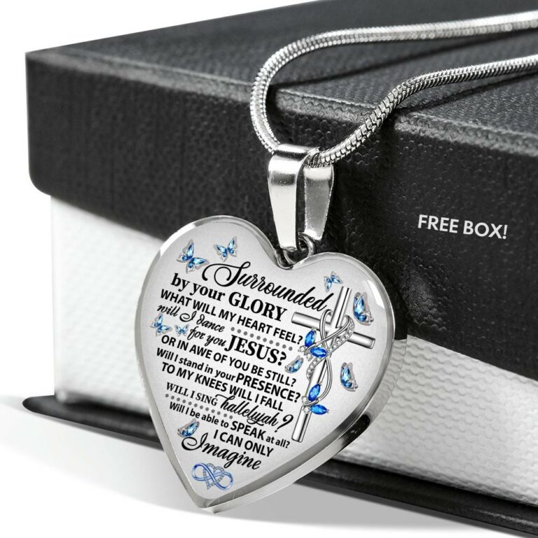 Surrounded By Your Glory What Will My Heart Feel Will I Dance For You Jesus Butterfly Heart Pendant Necklace - Bangle