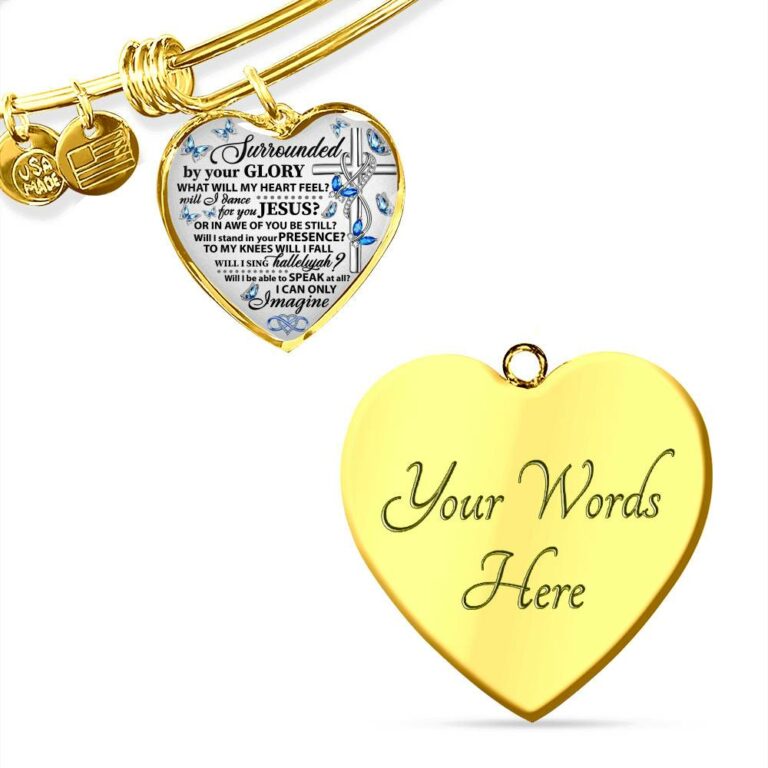 Surrounded By Your Glory What Will My Heart Feel Will I Dance For You Jesus Butterfly Heart Pendant Necklace - Bangle