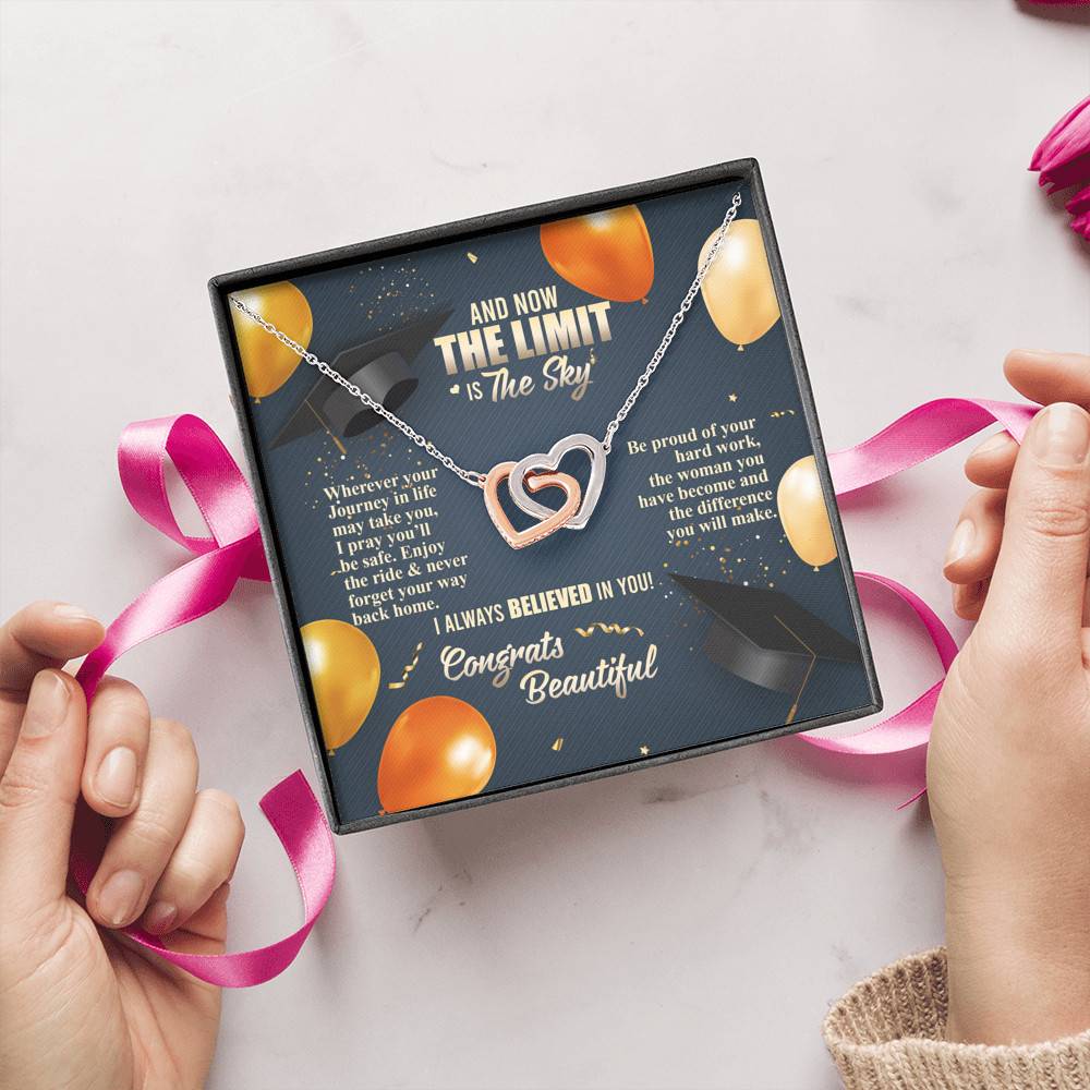 And Now The Limit Is The Sky Wherever Your Journey In Life May Take You Graduation Interlocking Hearts Pendant Necklace And Now The Limit Is The Sky Wherever Your Journey In Life May Take You Graduation Interlocking Hearts Pendant Necklace