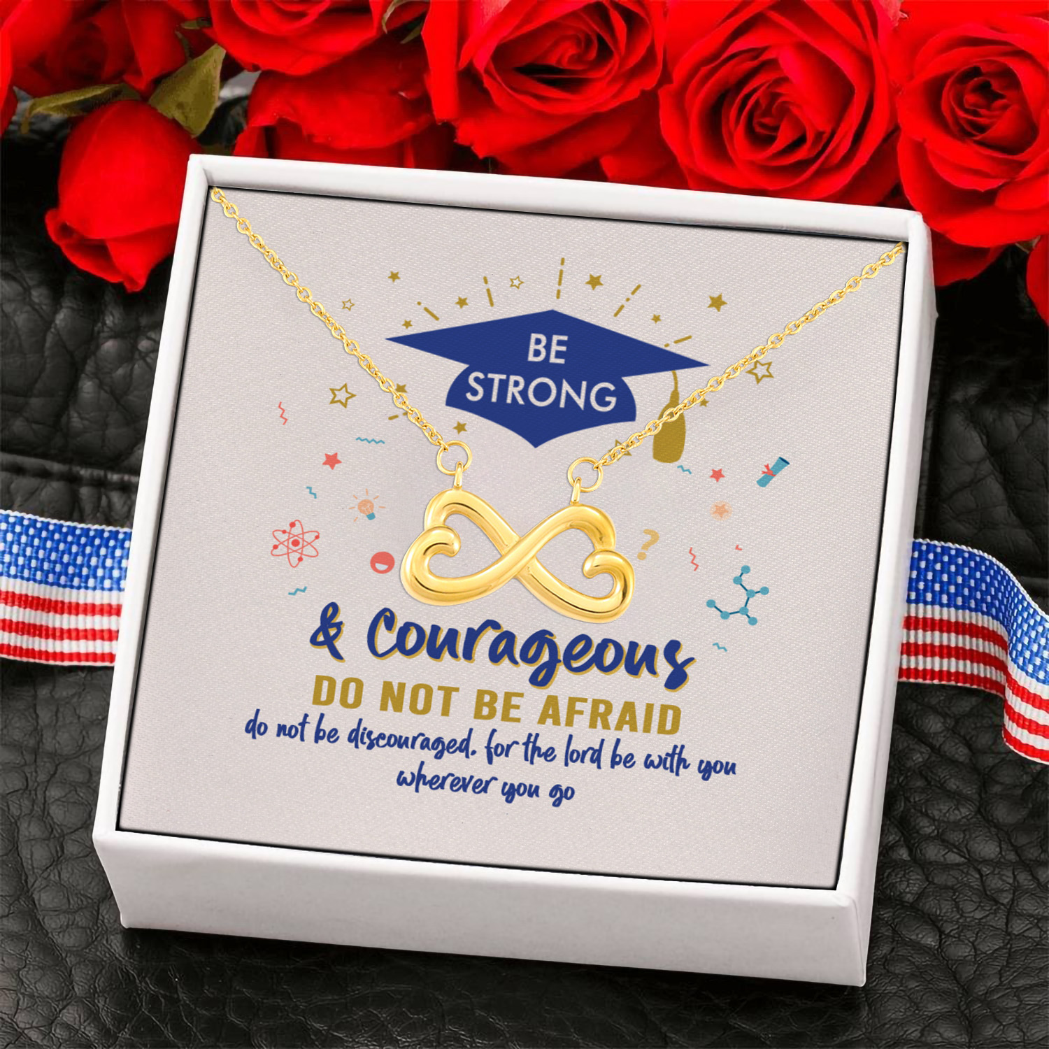 11KNG. strong courageous.message Infinity Heart Necklace (Gold) 6