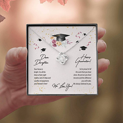 Dear Daughter Happy Graduation We Love You Love Knot Pendant Necklaces - Graduation Day Gift For Her