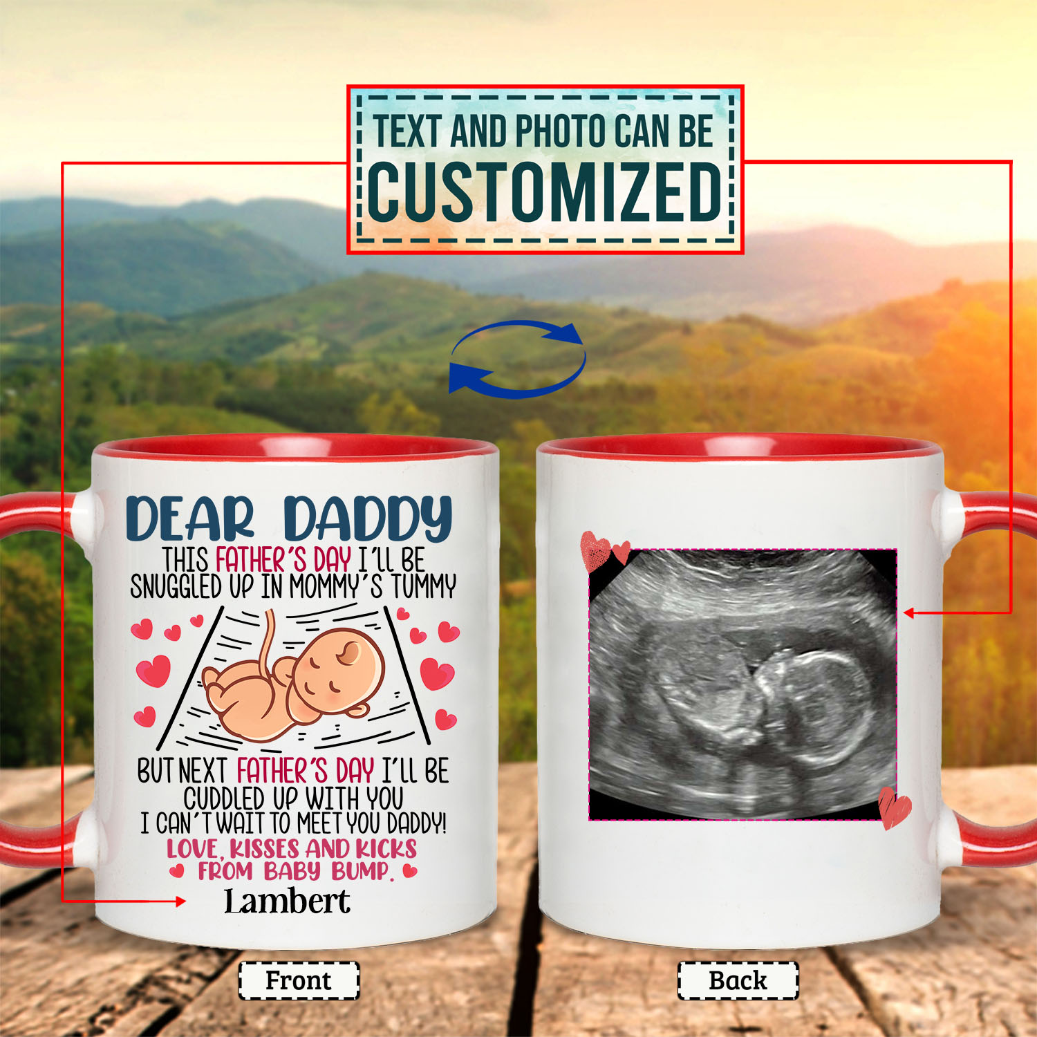 1VT. Dear Daddy This Father Day 2 Side accent mug mk3