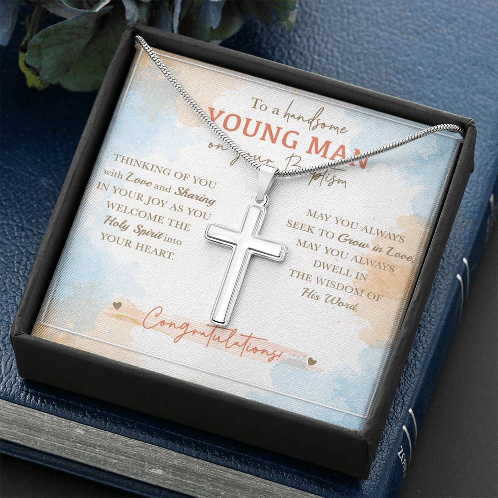 To A Handsome Young Man On Your Baptism Thinking Of You With Love Artisan Crafted Cross Necklace To A Handsome Young Man On Your Baptism Thinking Of You With Love Artisan Crafted Cross Necklace
