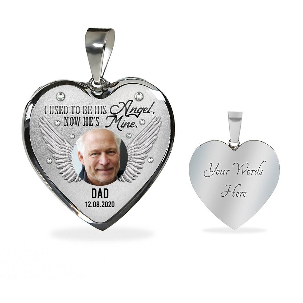 090621-050705-CubeBik-Image-758 Personalized Custom Photo Daddy's Girl I Used To Be His Angel Now He's Mine Dad Memorial Heart Necklace - Bangle