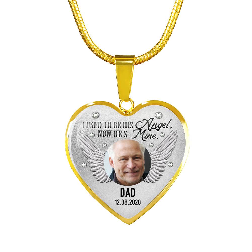 090621-050813-CubeBik-Image-651 Personalized Custom Photo Daddy's Girl I Used To Be His Angel Now He's Mine Dad Memorial Heart Necklace - Bangle