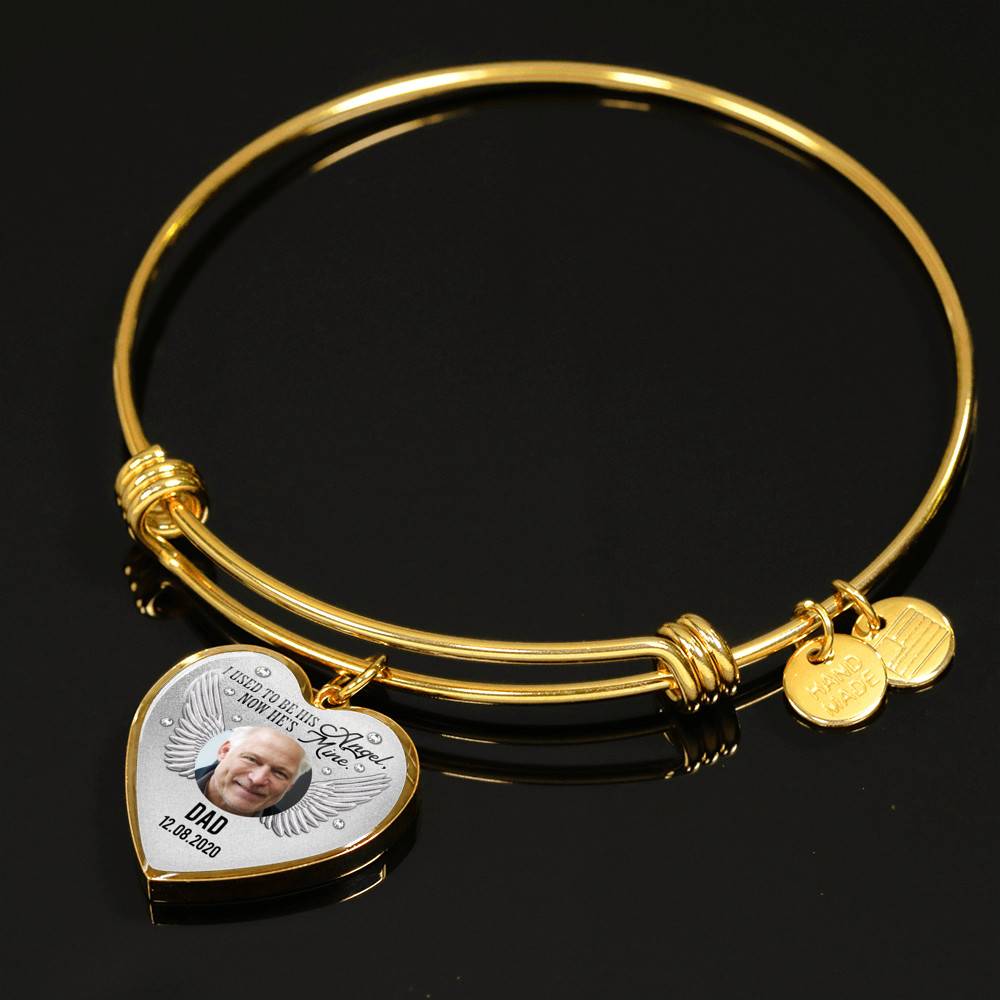 090621-050840-CubeBik-Image-282 Personalized Custom Photo Daddy's Girl I Used To Be His Angel Now He's Mine Dad Memorial Heart Necklace - Bangle