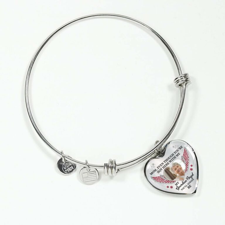 Personalized Photo Mom Even Though You're Not Here With Me My Guardian Angel Heart Pendant Necklace