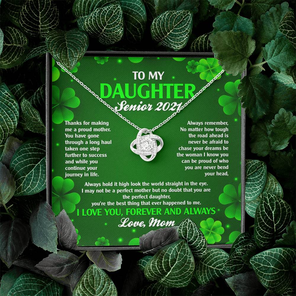 To My Daughter Senior 2021 Love Knot Pendant Necklaces - Graduation Day Gift For Her To My Daughter Senior 2021 Love Knot Pendant Necklaces - Graduation Day Gift For Her