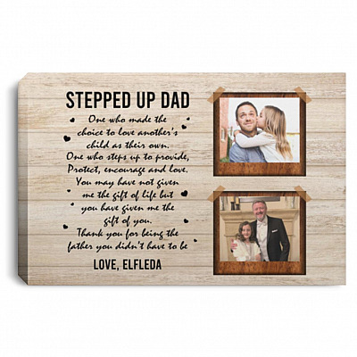 Custom Photo Thank For Stepped Up, White, 0.75'' Framed Canvas