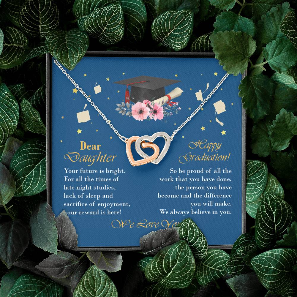 Graduation Dear Daughter Your Future Is Bright for All the Times of Late Night Interlocking Hearts Pendant Necklace Graduation Dear Daughter Your Future Is Bright for All the Times of Late Night Interlocking Hearts Pendant Necklace