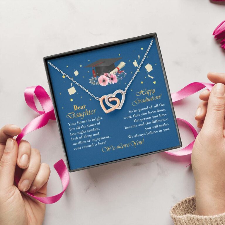 Graduation Dear Daughter Your Future Is Bright for All the Times of Late Night Interlocking Hearts Pendant Necklace