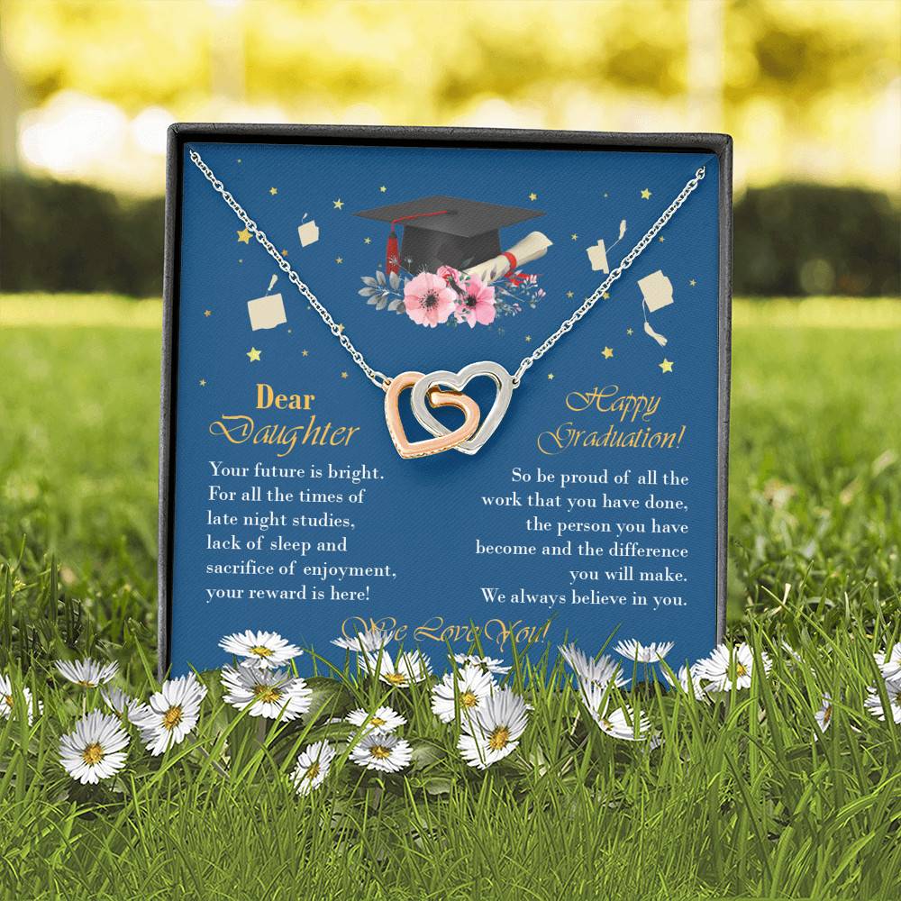 Graduation Dear Daughter Your Future Is Bright for All the Times of Late Night Interlocking Hearts Pendant Necklace Graduation Dear Daughter Your Future Is Bright for All the Times of Late Night Interlocking Hearts Pendant Necklace