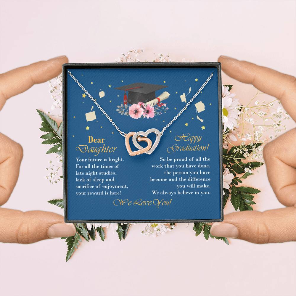 Graduation Dear Daughter Your Future Is Bright for All the Times of Late Night Interlocking Hearts Pendant Necklace Graduation Dear Daughter Your Future Is Bright for All the Times of Late Night Interlocking Hearts Pendant Necklace