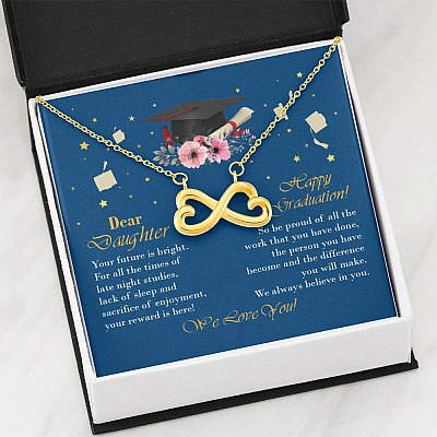 Graduation Dear Daughter Your Future Is Bright for All the Times of Late Night Infinity Heart Pendant Necklace