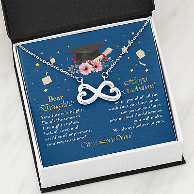 Graduation Dear Daughter Your Future Is Bright for All the Times of Late Night Infinity Heart Pendant Necklace