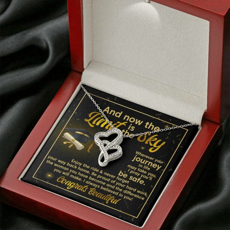 Graduation And Now The Limit Is The Sky I Always Believed In You Congrats Beautiful Double Hearts Pendant Necklace
