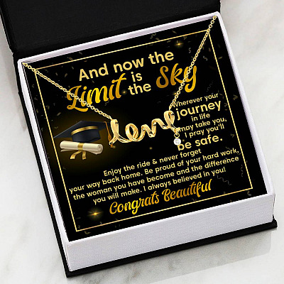 Graduation And Now The Limit Is The Sky I Always Believed In You Congrats Beautiful Scripted Love Pendant Necklace