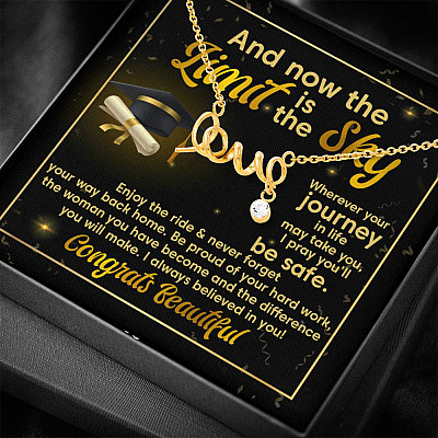 Graduation And Now The Limit Is The Sky I Always Believed In You Congrats Beautiful Scripted Love Pendant Necklace