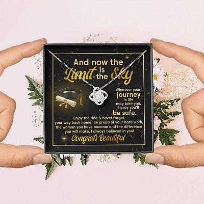 Graduation And Now The Limit Is The Sky I Always Believed In You Congrats Beautiful Love Knot Pendant Necklace