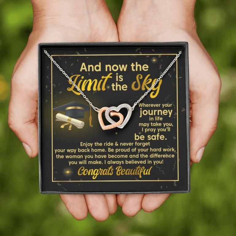 Graduation And Now The Limit Is The Sky I Always Believed In You Congrats Beautiful Interlocking Hearts Pendant Necklace